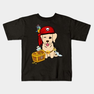 Funny golden retriever is a pirate Kids T-Shirt